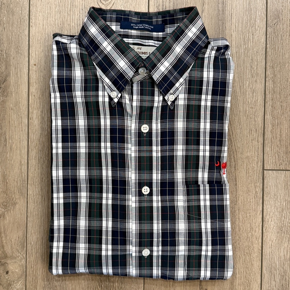 M. Dumas & Sons 100% Wrinkle Free Cotton Lightweight Plaid Button Down Shirt - L